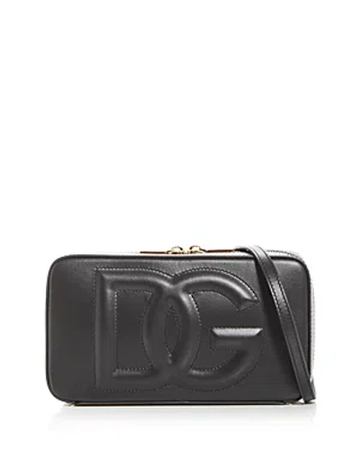 Dolce & Gabbana Leather Logo Crossbody In Black
