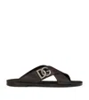 Dolce & Gabbana Black Sandals With Criss Cross Bands And Logo Detail In Leather Man