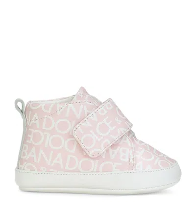 Dolce & Gabbana Kids' Leather Logo High-top Sneakers