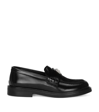 Dolce & Gabbana Kids' Leather Logo Loafers In Black