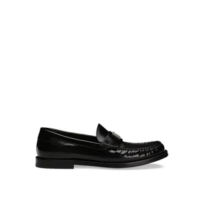 DOLCE & GABBANA DOLCE & GABBANA LEATHER LOGO LOAFERS
