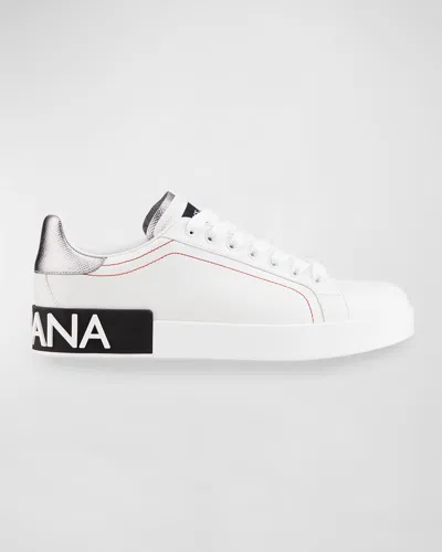 Dolce & Gabbana Portofino Sneakers In White Leather