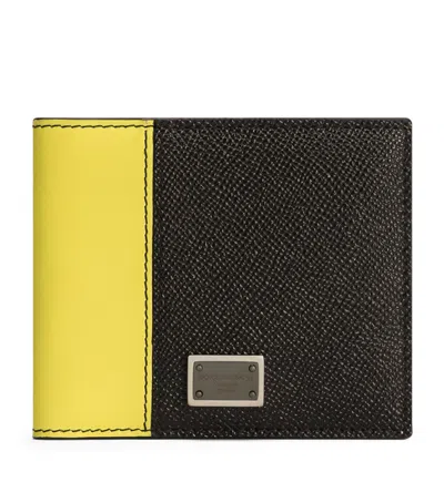 Dolce & Gabbana Leather Logo Plaque Bifold Wallet In Black