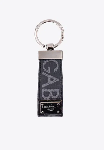 Dolce & Gabbana Leather Logo-printed Keychain In Black
