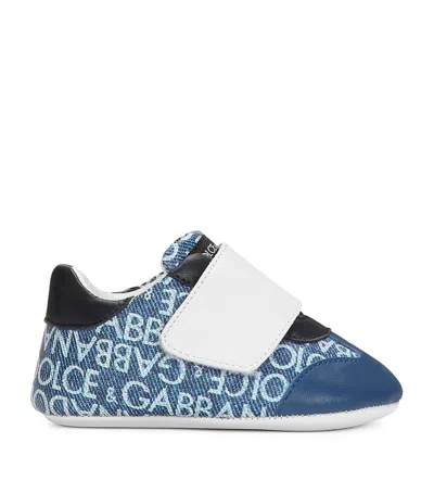 Dolce & Gabbana Kids' Leather Logo Sneakers In Blue