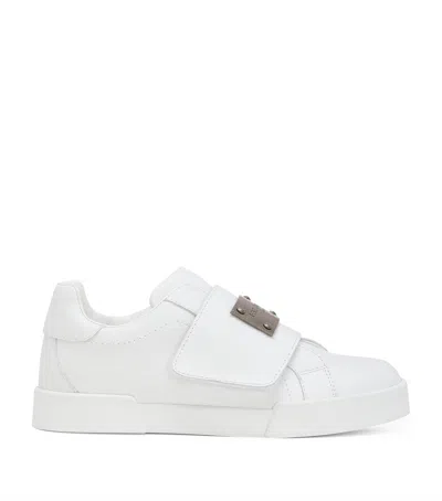 Dolce & Gabbana Kids' Leather Logo Sneakers In White