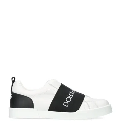 Dolce & Gabbana Kids' Leather Logo Trainers In White