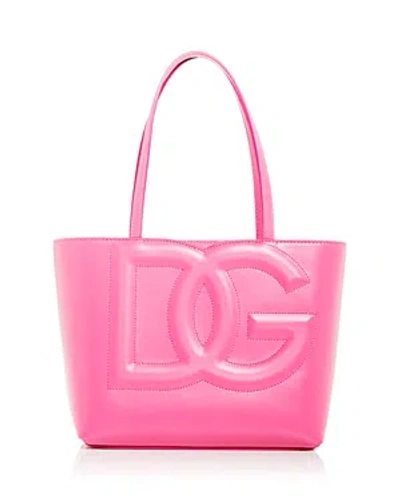 Dolce & Gabbana Leather Logo Tote In Lillac