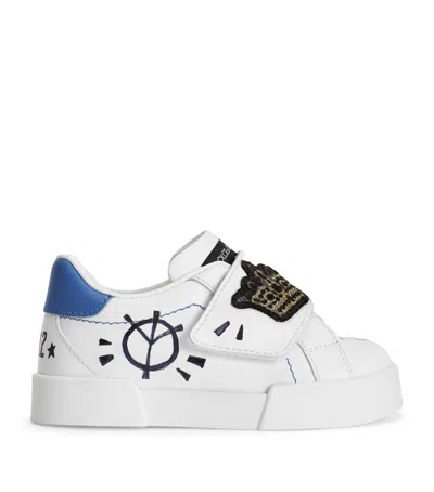 Dolce & Gabbana Kids' Leather Low-top Sneakers In White