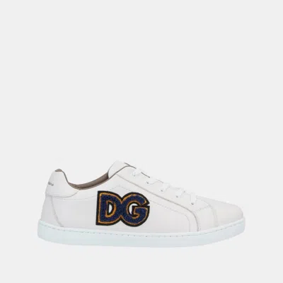 Pre-owned Dolce & Gabbana Leather Low-top Sneakers 33 In White