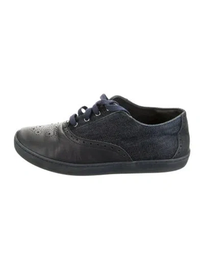 Pre-owned Dolce & Gabbana Kids' Leather Low Top Sneakers In Blue