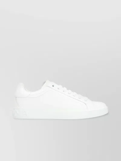 DOLCE & GABBANA LEATHER LOW-TOP SNEAKERS FLAT SOLE