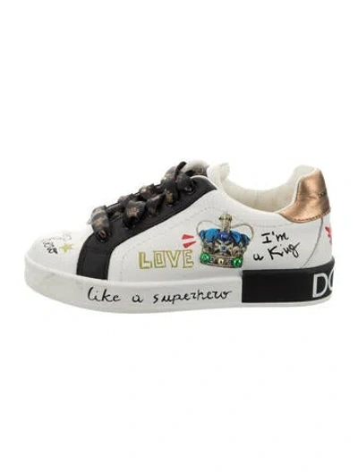 Pre-owned Dolce & Gabbana Babies' Leather Low Top Sneakers In White