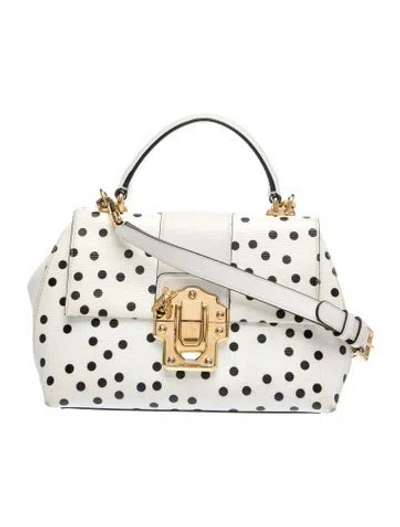 Pre-owned Dolce & Gabbana Leather Lucia Satchel Bag In White