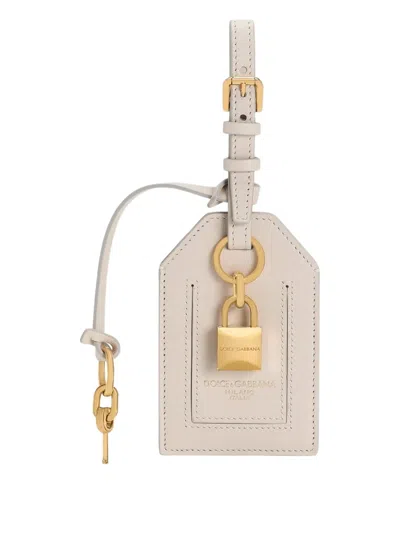 Dolce & Gabbana Leather Luggage Tag In White
