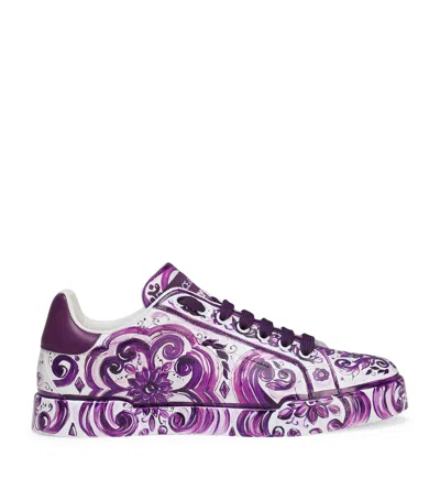 Dolce & Gabbana Leather Majolica Portofino Sneakers