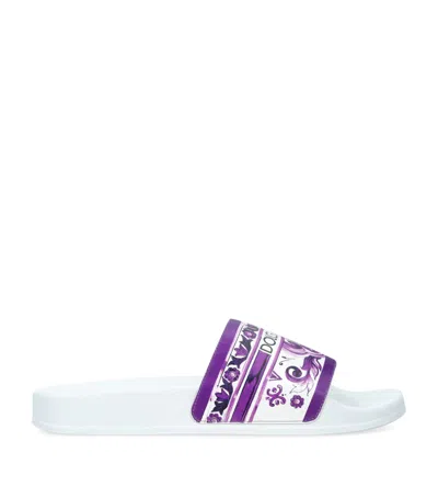 Dolce & Gabbana Kids' Leather Majolica Sandals In Purple