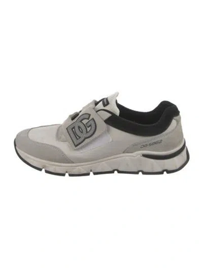 Pre-owned Dolce & Gabbana Leather Mesh Accents Sneakers In Gray