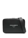 Dolce & Gabbana Leather Messenger Bag In Black