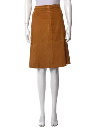 Pre-owned Dolce & Gabbana Leather Midi Length Skirt In Neutrals