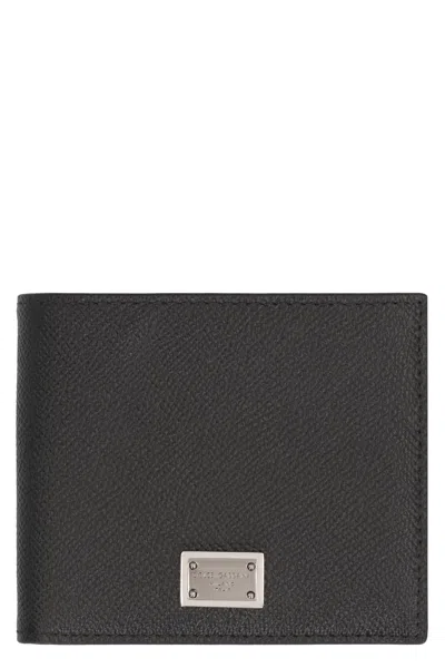 Dolce & Gabbana Leather Mini Flap-over Wallet In Black