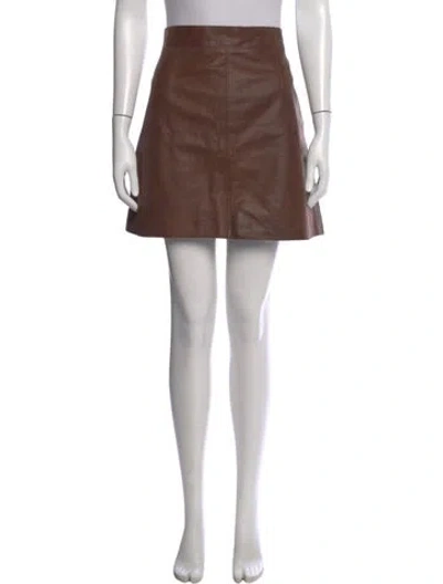 Pre-owned Dolce & Gabbana Leather Mini Skirt In Brown