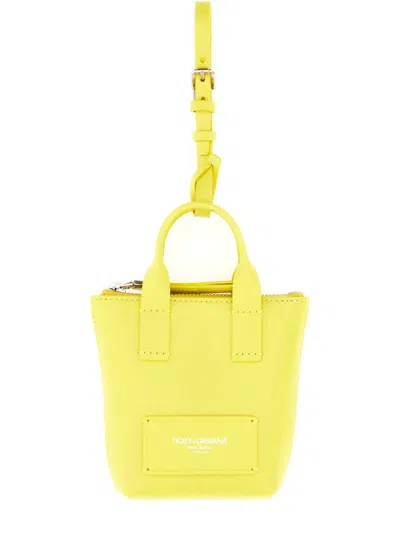 Dolce & Gabbana Leather "minibag" Charm In Yellow
