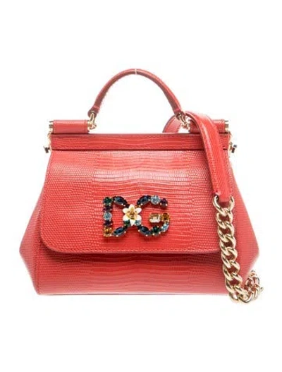 Pre-owned Dolce & Gabbana Leather Miss Sicily Mini In Red