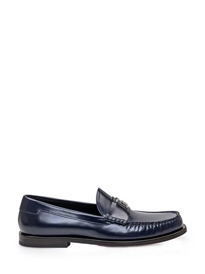 Dolce & Gabbana Leather Moccasin In Blue