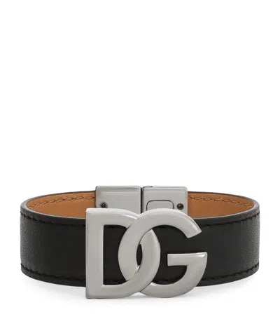 Dolce & Gabbana Leather Monogram Cuff In Multi