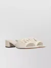 Dolce & Gabbana Leather Open Toe Slippers With Block Heel In Neutrals
