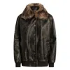 Dolce & Gabbana Shearling-trimmed Leather Bomber Jacket In Brown