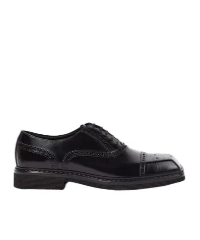 Dolce & Gabbana Leather Oxford Shoes In Black