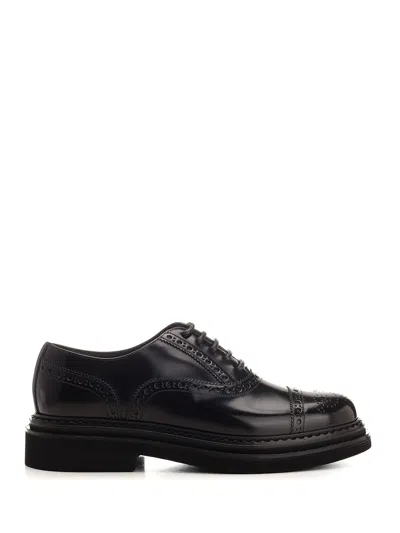 Dolce & Gabbana Leather Oxford Shoes In Nero