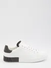 Dolce & Gabbana Men 'portofino' White Low Top Sneakers With Logo Lettering On The Rear In Leather Ma In White