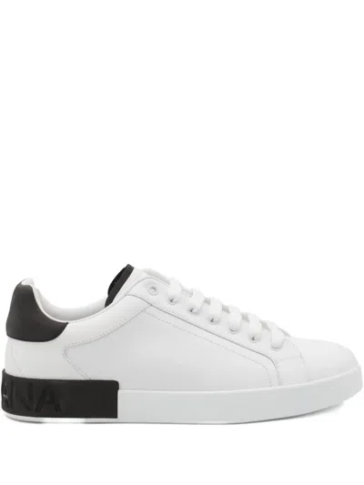 Dolce & Gabbana Leather Panelled Sneakers In White