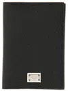 Dolce & Gabbana Leather Passport Holder In Black