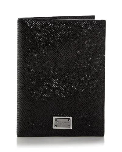 Dolce & Gabbana Leather Passport Holder In Black