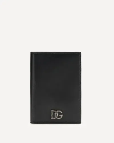 Dolce & Gabbana Leather Passport Holder In Black