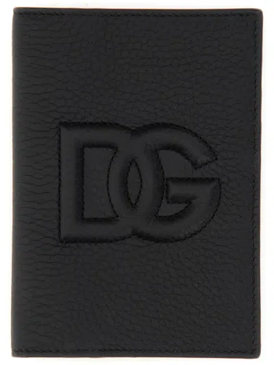 DOLCE & GABBANA LEATHER PASSPORT HOLDER