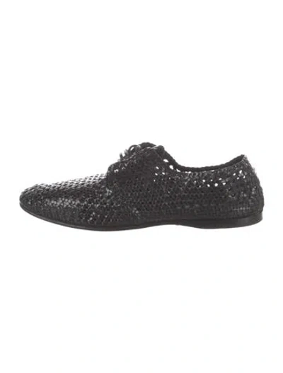 Pre-owned Dolce & Gabbana Leather Patterned Oxfords In Black
