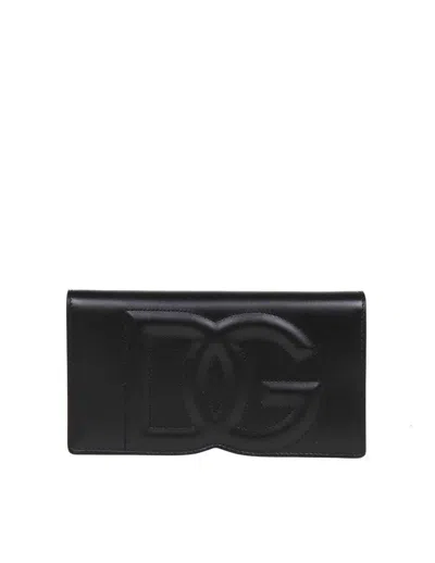 Dolce & Gabbana Leather Phone Holder In Black