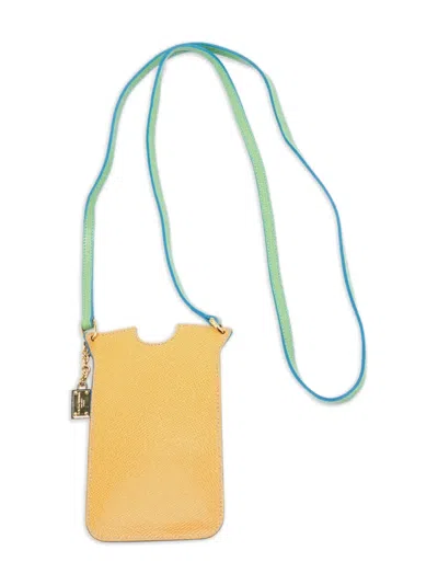 Pre-owned Dolce & Gabbana Leather Phone Case In Yellow