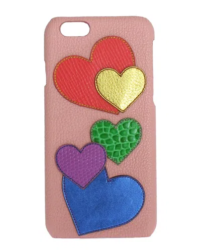 Dolce & Gabbana Leather Phone Cover In Pink