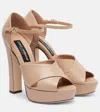 Dolce & Gabbana 135mm Crossover Platform Sandals In Neutral