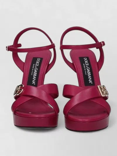 Dolce & Gabbana Leather Platform Sandals In Red