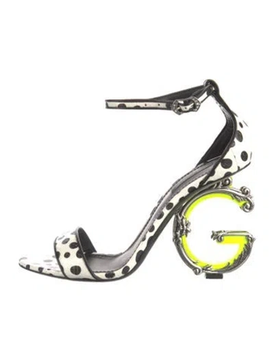 Pre-owned Dolce & Gabbana Leather Polka Dot Print Sandals In White