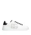 Dolce & Gabbana White And Black Leather Sneakers In White