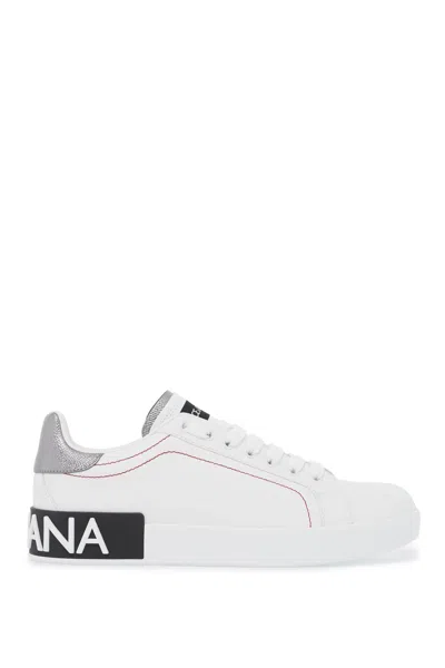 Dolce & Gabbana Leather Portofino Sne In Silver