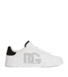 Dolce & Gabbana White And Black Leather Sneakers In White